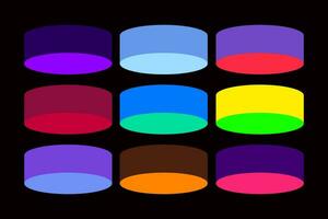 Trendy 3d style gradient color set design combination colors 3D shapes background vector