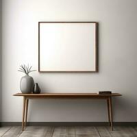 minimalista marco y de madera consola con silueta Encendiendo ai generado foto