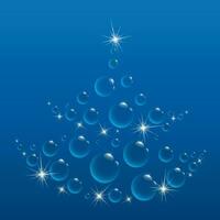 Cartoon shiny underwater Christmas tree from bubbles. vector