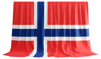 Noruega bandeira cortina dentro 3d Renderização chamado bandeira do Noruega png