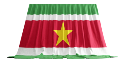 Surinam bandera cortina en 3d representación llamado bandera de Surinam png