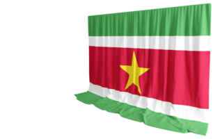 Surinam bandera cortina en 3d representación llamado bandera de Surinam png