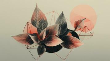 Floral and geometric abstract toned background. Generative AI photo