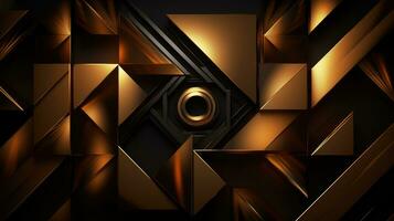 Golden geometric pattern abstract background. Generative AI photo