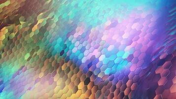 Holographic hexagonal abstract background. Generative AI photo