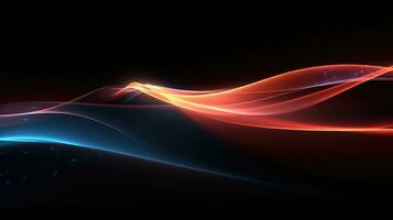 Bright orange and blue soft flowing waves abstract background. Generative AI photo