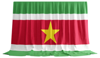 Surinam bandera cortina en 3d representación llamado bandera de Surinam png