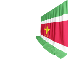 Surinam bandera cortina en 3d representación llamado bandera de Surinam png