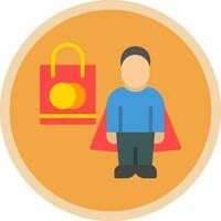 Shopping Superhero Vector Icon Design