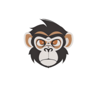 Monkey head logo illustration PNG transparent background ai generative