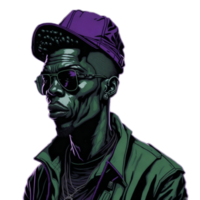 Illustration of a negro man in duotone style, PNG transparent background Ai Generative