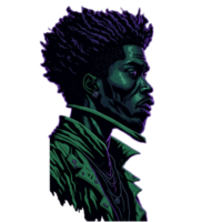 ilustração do uma negro rapper dentro duotônico estilo, png transparente fundo ai generativo