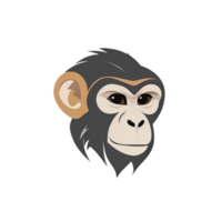 Monkey head logo illustration PNG transparent background ai generative