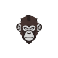 Monkey head logo illustration PNG transparent background ai generative