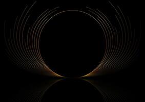 Deluxe golden minimal round lines abstract futuristic tech background vector