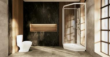 el bañera y baño en baño japonés wabi sabi estilo .3d representación foto