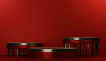 Red podium show cosmetic product geometric photo