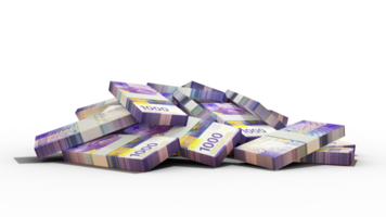 3d rendering of 1000 Stacks of Swiss Franc notes. bundles of Swiss Franc notes isolated on transparent background png