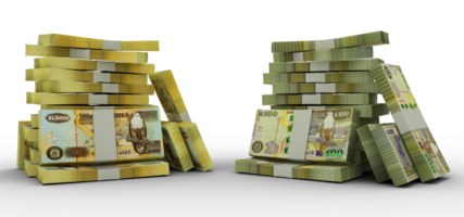 3d rendering of Stacks of Zambian Kwacha notes. bundles of Nigerian currency notes isolated on transparent background png