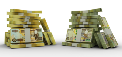 3d rendering of Stacks of Zambian Kwacha notes. bundles of Nigerian currency notes isolated on transparent background png