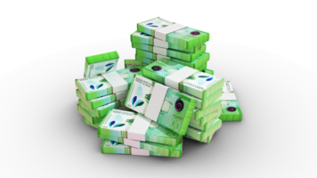 Stacks of 1000 Nicaraguan Cordoba notes. money on transparent background. 3d rendering of bundles of cash png