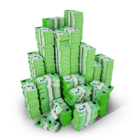 grande pilas de 1000 nicaragüense córdoba notas un lote de dinero aislado en transparente antecedentes. 3d representación de manojos de arreglado efectivo png