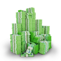 Big stacks of 1000 Nicaraguan Cordoba notes. A lot of money isolated on transparent background. 3d rendering of bundles of arranged cash png