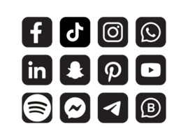 Set of social media icons, editable vector png