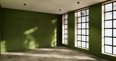 Empty - Clean green modern room japanese style.3D rendering photo