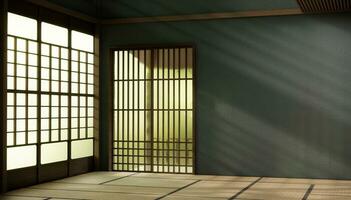 nihon habitación diseño interior con puerta papel y pared habitación japonés estilo. foto
