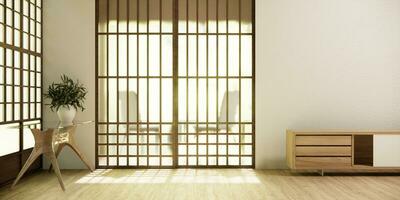 cabinet in hallway Clean japanese minimalist room interior. photo