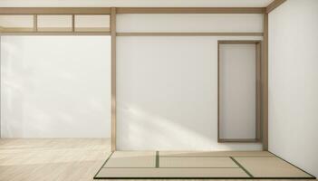 Japan style ,empty room decorated  in white room japan interior. photo