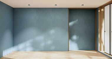blue room and wood panels wall background 3D illustration rendering photo