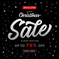 Christmas Sale and Happy New Year calligraphy. Shopping banner. vector