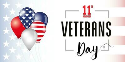 Happy Veterans Day USA greeting card with 3D balloons vector