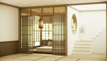 Nihon room design interior with door paper and wall room japanese style. photo