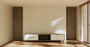 gabinete habitación de madera interior wabisabi estilo.3d representación foto