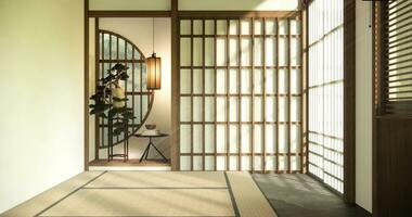 Japan room ,Muji style, Empty wooden room,Cleaning japandi room interior photo