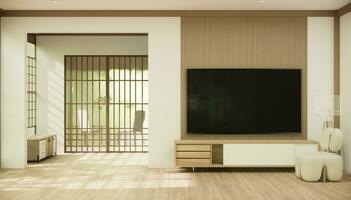 cabinet in hallway Clean japanese minimalist room interior. photo