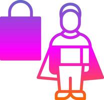 Shopping Superhero Vector Icon Design