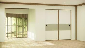 el pasillo limpiar japonés minimalista habitación interior, 3d representación foto