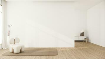 Muji minimalist, Sofa furniture and modern room design minimal.3D rendering photo