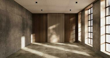 Cleaning empty room interior japandi wabi sabi style.3D rendering photo