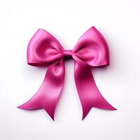 A pink ribbon on a white background -  AI Generative photo