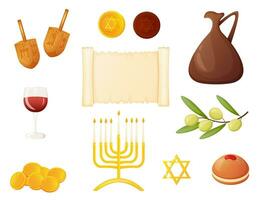 Hanukkah celebration elements isolated on white background vector