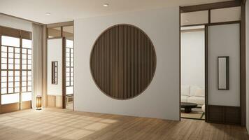 Muji style, Empty wooden room,Cleaning japandi room interior, 3D rendering photo