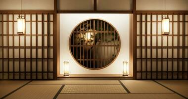 Japón habitación ,muji estilo, vacío de madera limpieza de la habitación japandi habitación interior foto