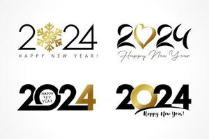 Set of 2024 logo with golden elements vector