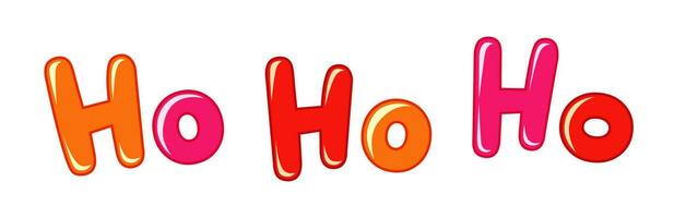 Ho ho ho Xmas banner. Horizontal white background and bright 3D ho-ho-ho decorative red letters. Santa's slogan HoHoHo vector