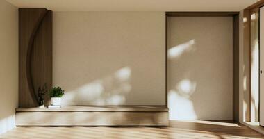 Cabinet room wooden interior wabisabi style.3D rendering photo